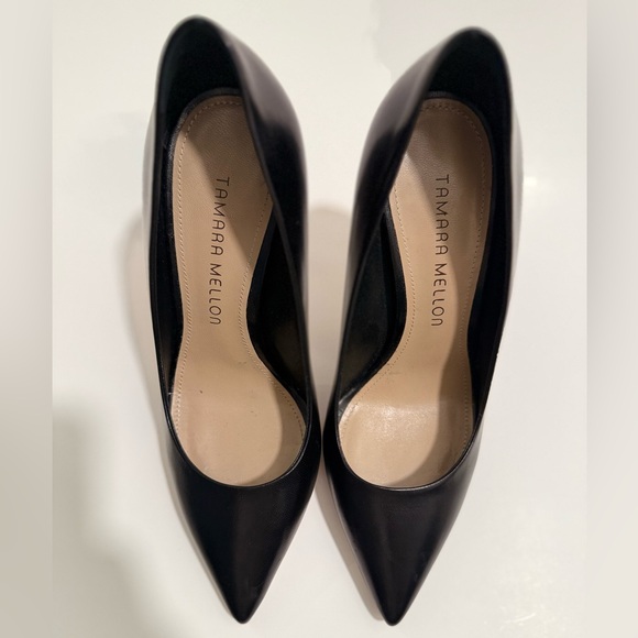 Tamara Mellon Rebel 105 Capretto Black Leather Pumps, Size 5 - Picture 4 of 6